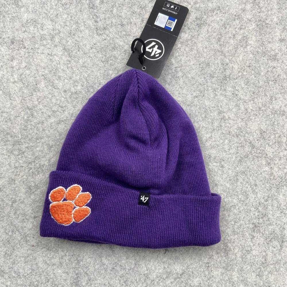 Clemson Tigers Hat Beanie Cuffed Mens Purple Knit NCAA Football '47 One Size